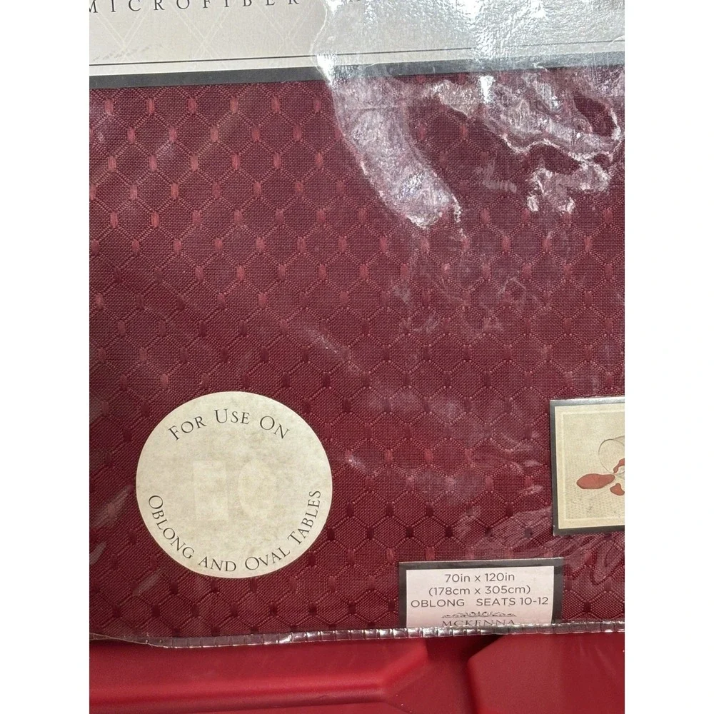 McKenna‎ Dark Red Oblong Tablecloth 70x120 Spill Proof Table Cover Seats 10-12